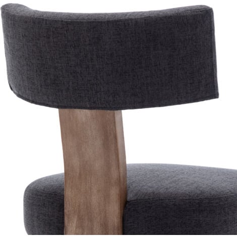 Dining Chairs Set of 2 in Linen Fabric Upholstered Rustic Side Chairs with Wood Legs for Kitchen Reataurant, Charcoal, Wahson