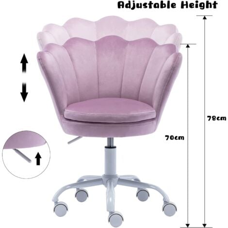 Kids Desk Chair in Velvet Swivel Computer Chair with Petal Backrest Height Adjustable for Children Study Task Chair, Purple, Wahson