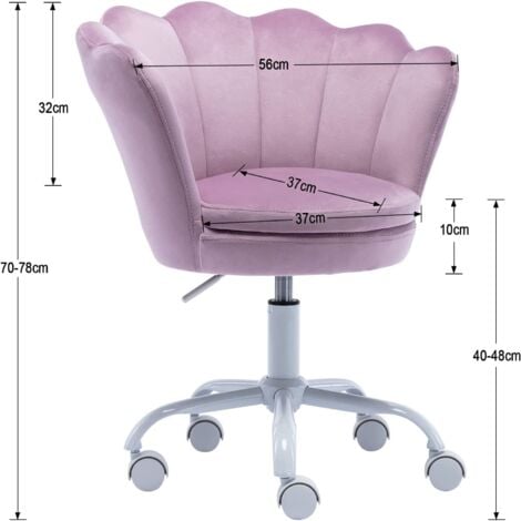 Kids Desk Chair in Velvet Swivel Computer Chair with Petal Backrest Height Adjustable for Children Study Task Chair, Purple, Wahson