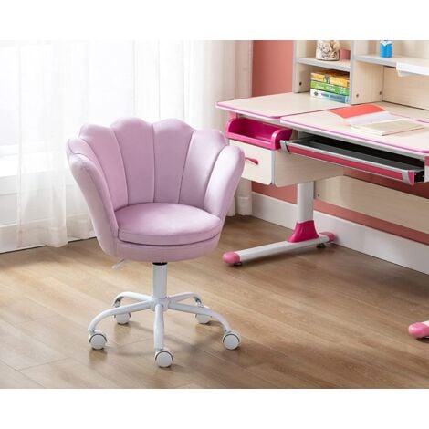 Velvet Kids Desk Chair Swivel Computer Chair for Children Girls Study Office Height Adjustable Purple