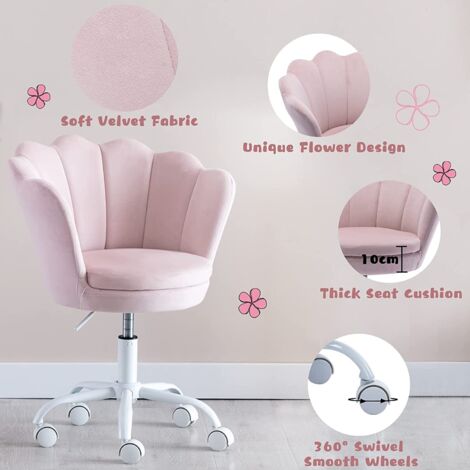Impressions Vanity Mary Swivel Vanity Chair With 360 Degree Swivel, Backrest Cushioned Seat With Adjustable Height (White Crushed Velvet