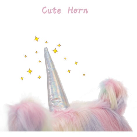 Kids Desk Chair in Faux Fur Swivel Task Chair with Unicorn-shaped Backrest Height Adjustable for Children Reading Studying, Unicorn, Wahson