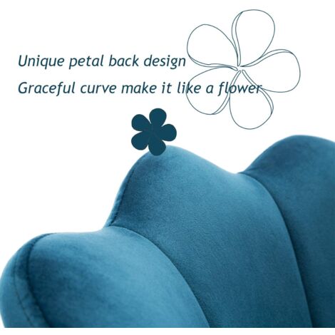 Modern Office Chair in Velvet Swivel Desk Chair with Petal Backrest Height Adjustable Task Chair for Home Office, Teal, Wahson
