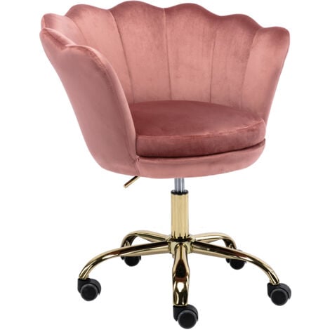 Modern Office Chair in Velvet Swivel Desk Chair with Petal Backrest Height Adjustable Task Chair for Home Office, Pink, Wahson