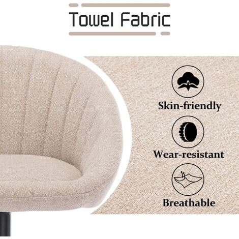 Bar Stools Set of 2 in Towel Fabric Leather Modern Swivel Counter Chairs Height Adjustable for Kitchen Home Bar, Beige, Wahson