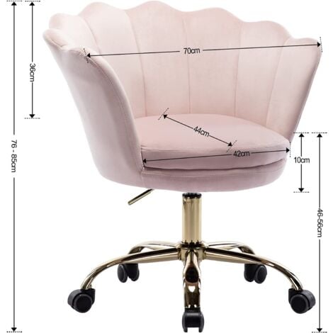 Modern Office Chair in Velvet Swivel Desk Chair with Petal Backrest Height Adjustable Task Chair for Home Office, Light Pink, Wahson