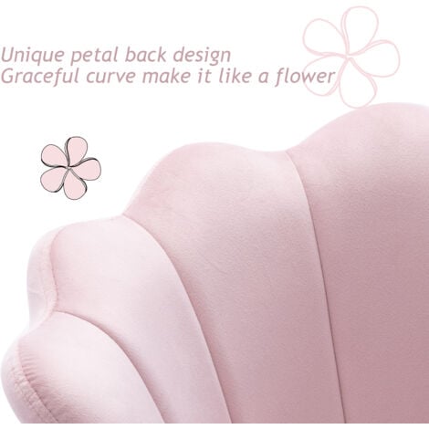 Modern Office Chair in Velvet Swivel Desk Chair with Petal Backrest Height Adjustable Task Chair for Home Office, Light Pink, Wahson