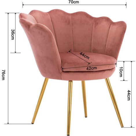 Accent Chair in Velvet Modern Vanity Armchair with Unique Petal Backrest Tub Chair for Home Bedroom Living Room, Pink, Wahson
