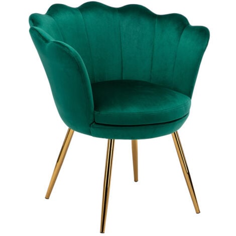Accent Chair in Velvet Modern Vanity Armchair with Unique Petal Backrest Tub Chair for Home Bedroom Living Room, Green, Wahson