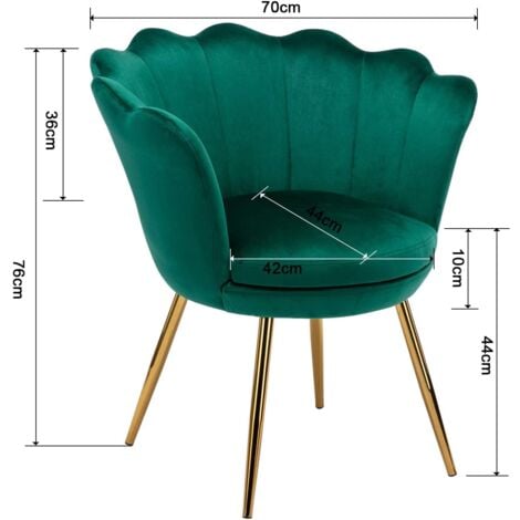 Accent Chair in Velvet Modern Vanity Armchair with Unique Petal Backrest Tub Chair for Home Bedroom Living Room, Green, Wahson