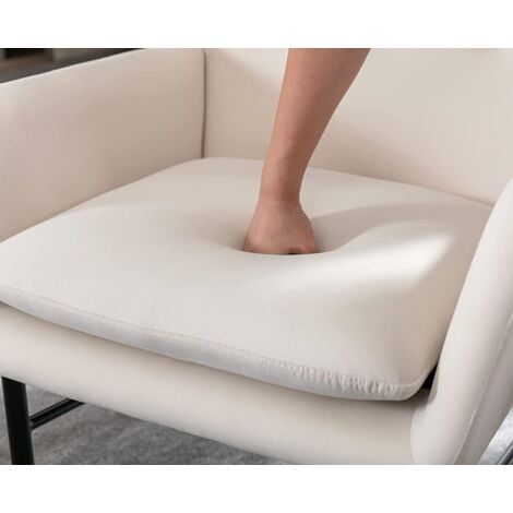 Armchair in Velvet Upholstered Occasional Lounge Chair with Button-tufted Backrest Vintage Leisure Accent Chair for Living Room Bedroom, White, Wahson