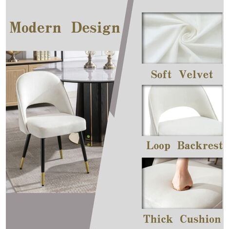 Dining Chairs Set of 2 in Velvet Modern Side Chairs with Metal Legs Kitchen Leisure Chairs for Dining Living Room Restaurant, Beige, Wahson