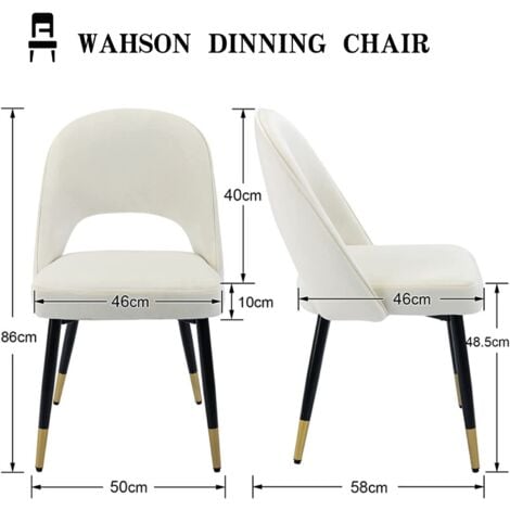 Dining Chairs Set of 2 in Velvet Modern Side Chairs with Metal Legs Kitchen Leisure Chairs for Dining Living Room Restaurant, Beige, Wahson