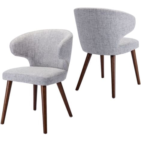 Dining Chairs Set of 2 in Velvet Upholstered Leisure Corner Chairs with Wooden Legs for Home Kitchen Living Room, Gray, Wahson