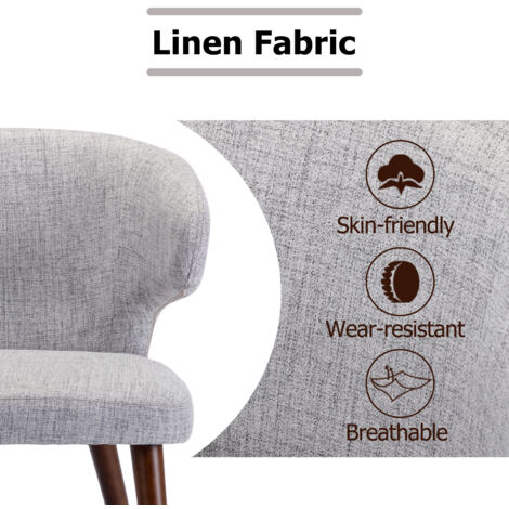 Dining Chairs Set of 2 in Velvet Upholstered Leisure Corner Chairs with Wooden Legs for Home Kitchen Living Room, Gray, Wahson