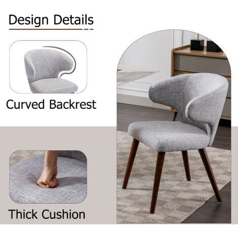 Dining Chairs Set of 2 in Velvet Upholstered Leisure Corner Chairs with Wooden Legs for Home Kitchen Living Room, Gray, Wahson