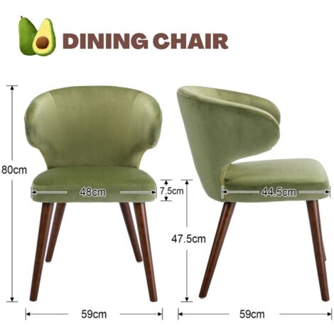 Dining Chairs Set of 2 in Velvet Upholstered Leisure Corner Chairs with Wooden Legs for Home Kitchen Living Room, Green, Wahson