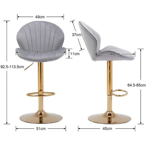 Bar Stools Set of in Velvet Modern Counter Chairs Height