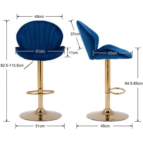 Bar Stools Set of in Velvet Modern Counter Chairs Height