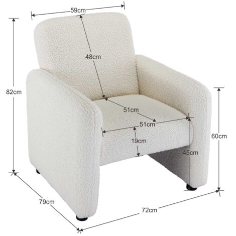 Modern Accent Chair in Faux Fur Lounge Tub Armchair Upholstered Single Sofa Occasional Leisure Chair for Bedroom Living Room, White, Wahson