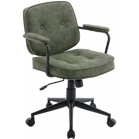 Office Chair in PU Leather Swivel Computer Chair Height Adjustable Modern Desk Chair for Home Office Bedroom, Green, Wahson