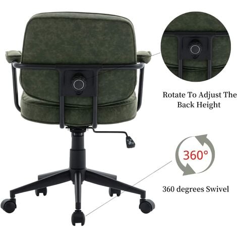 Office Chair in PU Leather Swivel Computer Chair Height Adjustable Modern Desk Chair for Home Office Bedroom, Green, Wahson