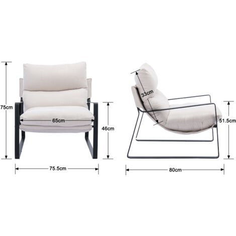 Accent Chair in Chenille Fabric Modern Armchair Upholstered Occasional Lounge Chair for Home Bedroom Living Room Relax, Beige, Washon