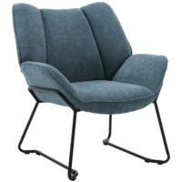 Wahson Armchair in Linen Modern Occasional Tub Chair with Comfortable Backrest Accent Chair for Home Bedroom Living Room Relax, Blue