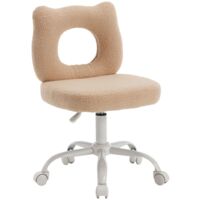 Wahson Kids Desk Chair in Sherpa with Backrest Swivel Task Chair Height Adjustable for Children Study, Khaki