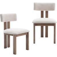 Dining Chairs Set of 2 in Linen Soft Padded Retro Rustic Kitchen Chairs with Wood Frame for Living Room Restaurant, Beige, Chairus