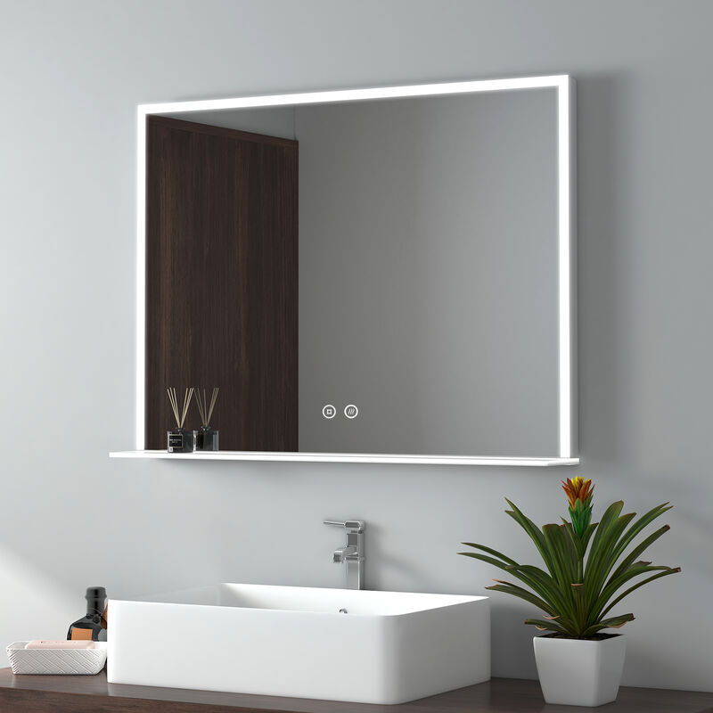 EMKE Espejo de Baño LED 70 x 50 cm, con Interruptor Tactil + Antivaho + Luz  Blanca Fria 6500K Espejo Baño Espejo de Pared (Topi I) : .es: Hogar y  cocina