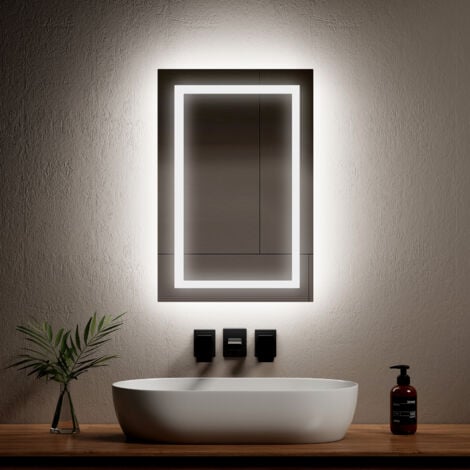 EMKE Espejo de Baño LED 70 x 50 cm, con Interruptor Tactil +