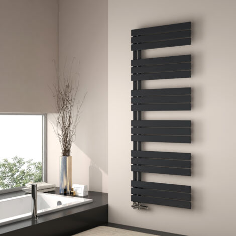 EMKE Calentador de toallas de agua caliente, 1599 x 600 mm - Panel plano, negro mate