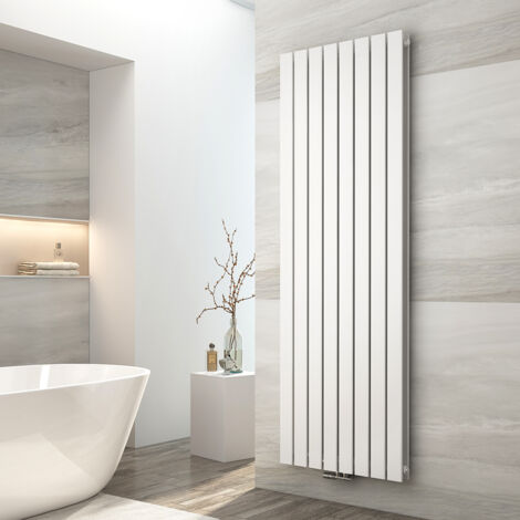 EMKE Radiador de agua caliente de acero de doble capa, tubo plano, montaje en pared, blanco, 180 x 62 cm