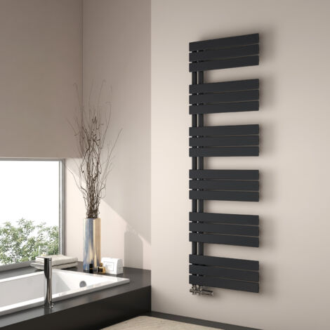 EMKE Calentador de toallas de agua caliente, 1599 x 500 mm - Panel plano, negro mate
