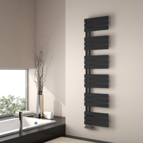 EMKE Calentador de toallas de agua caliente, 1599 x 400 mm - Panel plano, negro mate