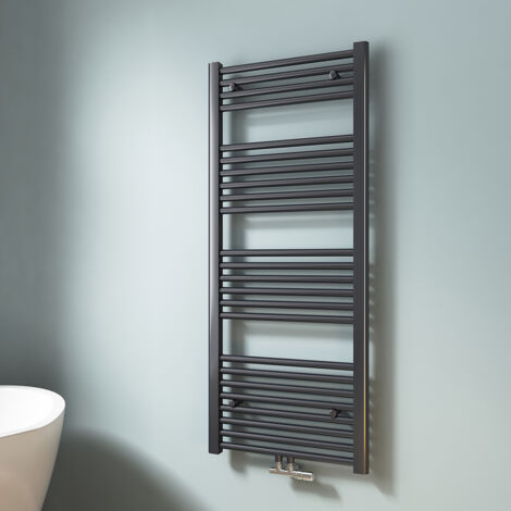 EMKE Secador de toallas de agua caliente, Radiador toallero con conexión central  Antracita 120x50cm 513 Watts