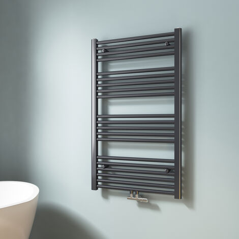 EMKE Secador de toallas de agua caliente, Radiador toallero con conexión central  Antracita 100x60cm 498 Watts