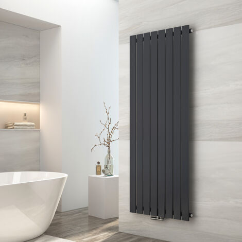 EMKE Radiador de agua caliente de acero de doble capa, tubo plano, montaje en pared, antracita, 160 x 62 cm