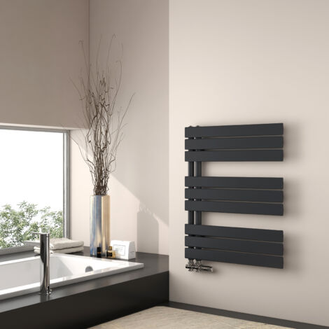 EMKE Calentador de toallas de agua caliente, 762 x 600 mm - Panel plano, negro mate