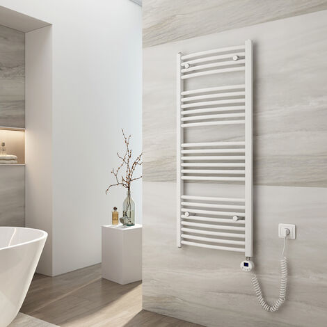 EMKE Radiador Toallero Eléctrico para Baño, Secatoallas eléctrico con termostato, Blanco 500 vatios 120x50cm