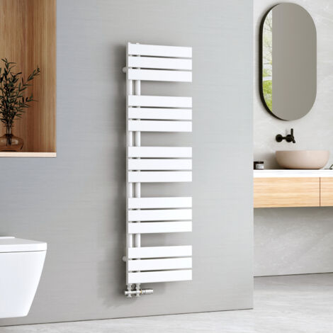 EMKE Radiadores toalleros de agua Toallero Baño Radiador, toallero de paneles, conexión lateral, radiador secador de toallas de agua caliente, Blanco, 1320 x 400 mm, 570W
