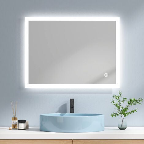 Espejo baño redondo con 3 color led con antivaho 80 x 80 cm
