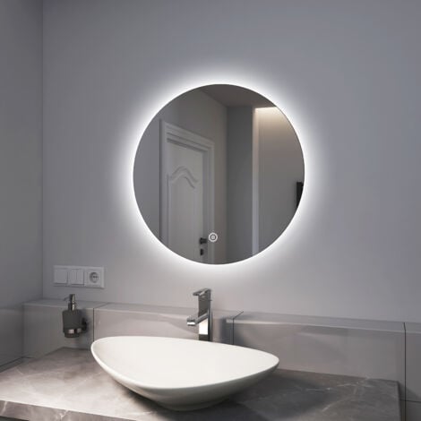 EMKE Espejo de Baño con luz, Espejo Baño LED con 3X Lupa, espejo de baño de