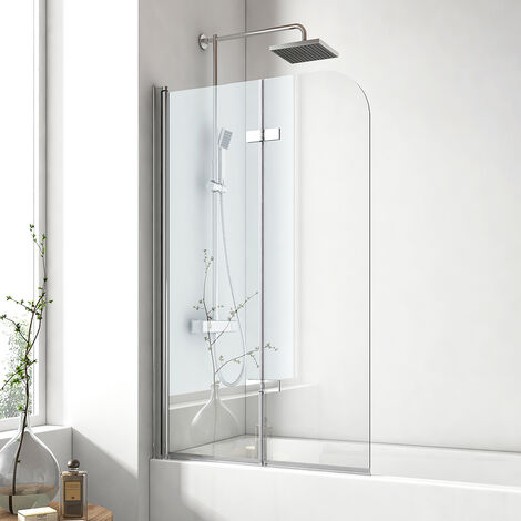 EMKE Mampara de baño, plegable, vidrio de seguridad de 6 mm, nano-revestimiento para facilitar la limpieza - 120 x 140 cm