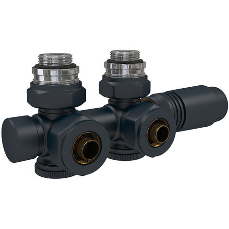 EMKE Cabezales de válvula termostáticos, Válvulas para radiador y secador de toallas, Universal para válvulas angulares y rectas, Distancia del agujero 50 mm, G1/2", Antracita color