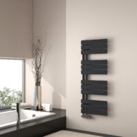 EMKE Radiadores toalleros de agua, 1041x400mm - Radiadores de toallas Panel Negro mate