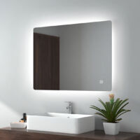 EMKE Espejo de baño LED Espejo con retroiluminación LED 80x60cm Interruptor táctil Luz blanca fría
