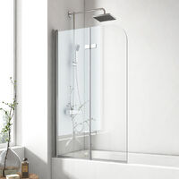 EMKE Mampara de baño, plegable, vidrio de seguridad de 6 mm, nano-revestimiento para facilitar la limpieza - 110 x 140 cm