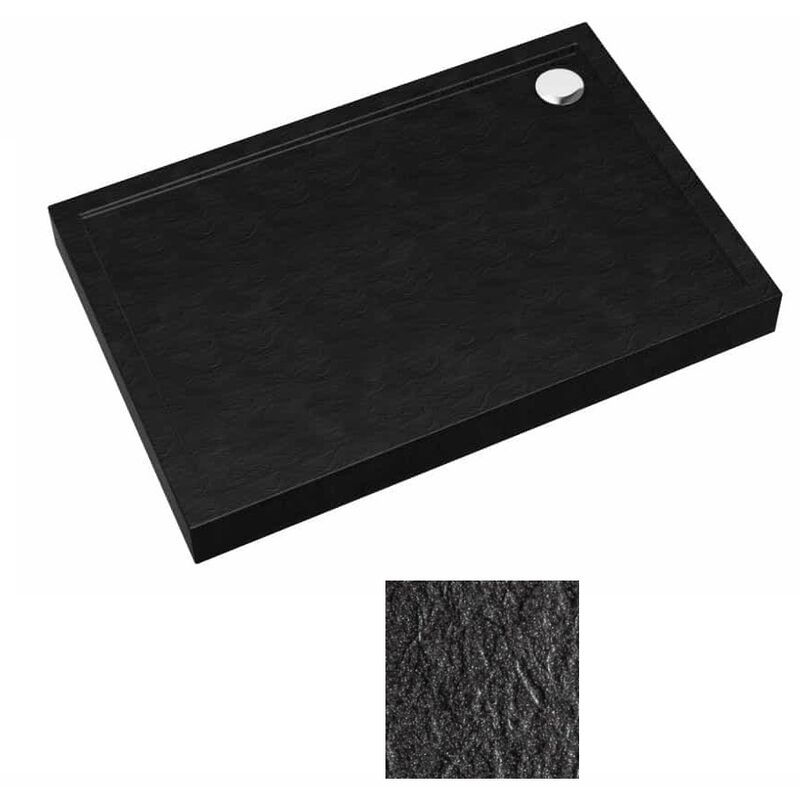 Receveur De Douche 100x90 Cm Effet Carbone Noir - Pierre Mince 35 Mm - Garantie à Vie - Neuf